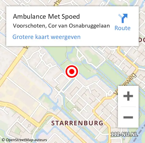Locatie op kaart van de 112 melding: Ambulance Met Spoed Naar Voorschoten, Cor van Osnabruggelaan op 22 mei 2023 23:21