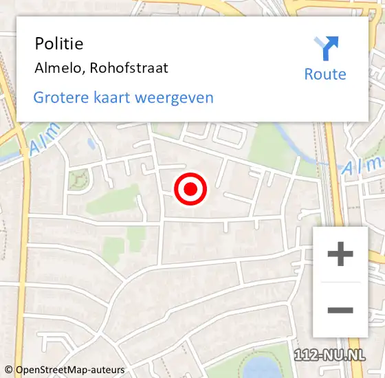 Locatie op kaart van de 112 melding: Politie Almelo, Rohofstraat op 22 mei 2023 23:29