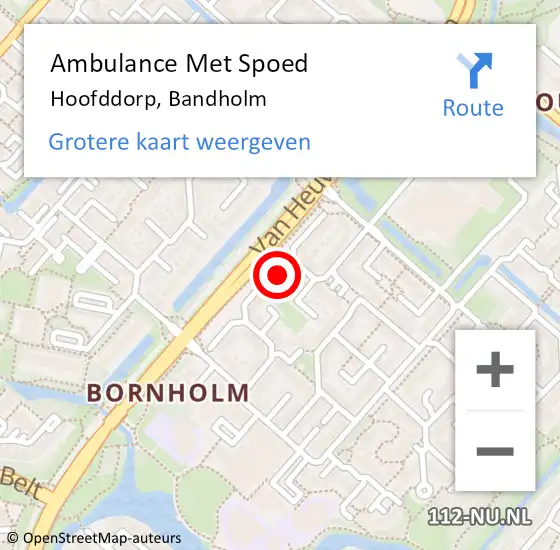 Locatie op kaart van de 112 melding: Ambulance Met Spoed Naar Hoofddorp, Bandholm op 22 mei 2023 23:51