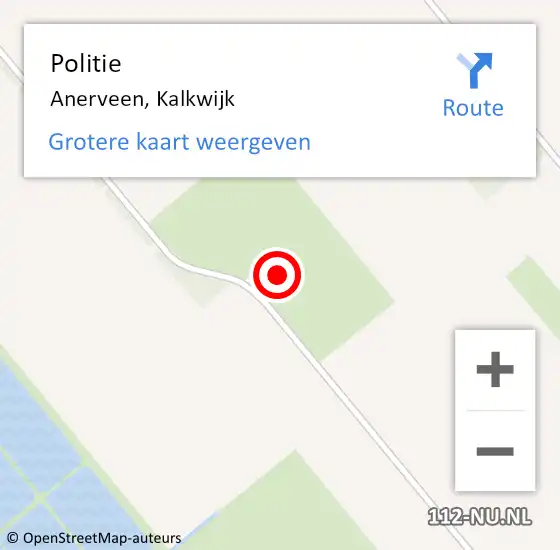 Locatie op kaart van de 112 melding: Politie Anerveen, Kalkwijk op 23 mei 2023 00:01