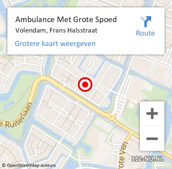 Locatie op kaart van de 112 melding: Ambulance Met Grote Spoed Naar Volendam, Frans Halsstraat op 23 mei 2023 07:17