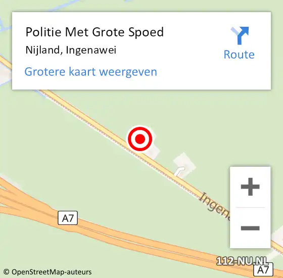 Locatie op kaart van de 112 melding: Politie Met Grote Spoed Naar Nijland, Ingenawei op 23 mei 2023 09:47