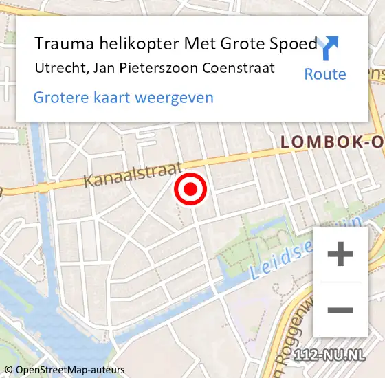 Locatie op kaart van de 112 melding: Trauma helikopter Met Grote Spoed Naar Utrecht, Jan Pieterszoon Coenstraat op 23 mei 2023 10:14