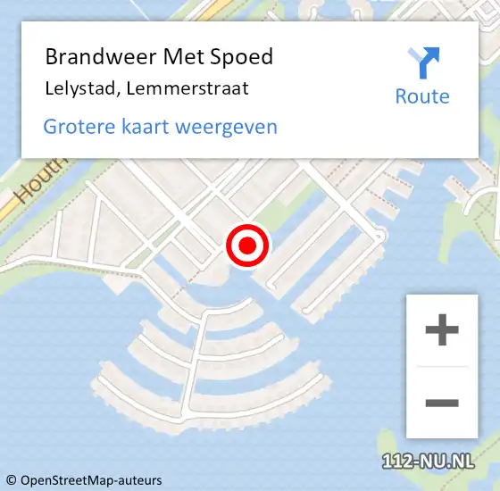Locatie op kaart van de 112 melding: Brandweer Met Spoed Naar Lelystad, Lemmerstraat op 23 mei 2023 10:21