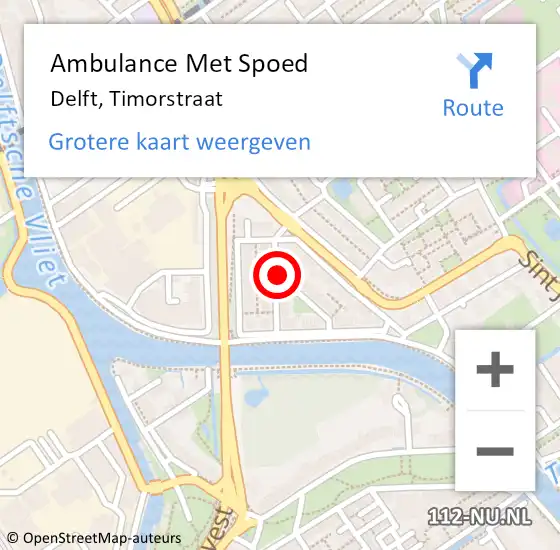 Locatie op kaart van de 112 melding: Ambulance Met Spoed Naar Delft, Timorstraat op 23 mei 2023 14:03