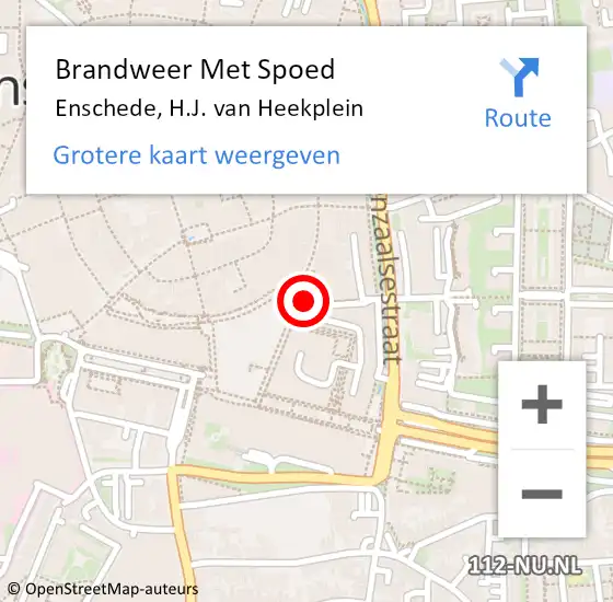 Locatie op kaart van de 112 melding: Brandweer Met Spoed Naar Enschede, H.J. van Heekplein op 23 mei 2023 16:23