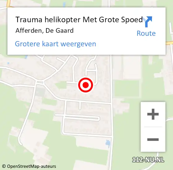 Locatie op kaart van de 112 melding: Trauma helikopter Met Grote Spoed Naar Afferden, De Gaard op 23 mei 2023 18:00