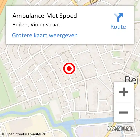 Locatie op kaart van de 112 melding: Ambulance Met Spoed Naar Beilen, Violenstraat op 23 mei 2023 20:29