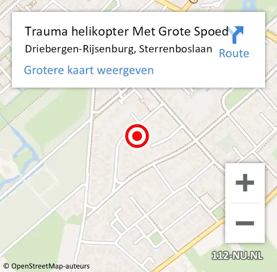 Locatie op kaart van de 112 melding: Trauma helikopter Met Grote Spoed Naar Driebergen-Rijsenburg, Sterrenboslaan op 23 mei 2023 22:03