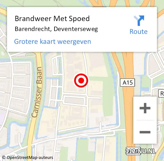 Locatie op kaart van de 112 melding: Brandweer Met Spoed Naar Barendrecht, Deventerseweg op 23 mei 2023 23:33