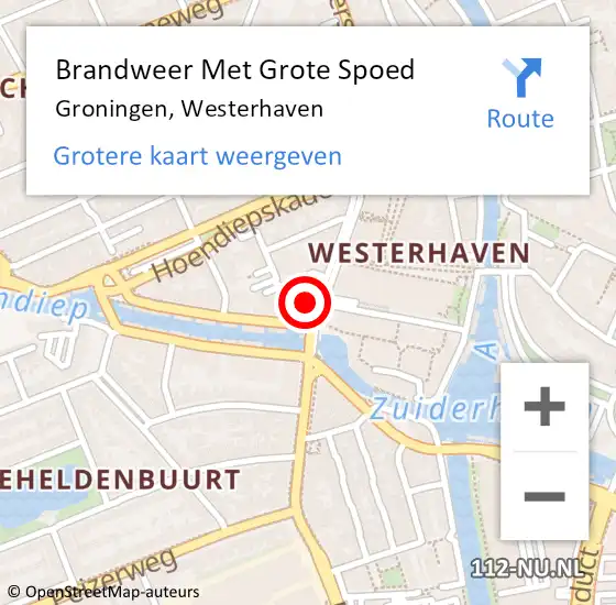 Locatie op kaart van de 112 melding: Brandweer Met Grote Spoed Naar Groningen, Westerhaven op 23 mei 2023 23:52