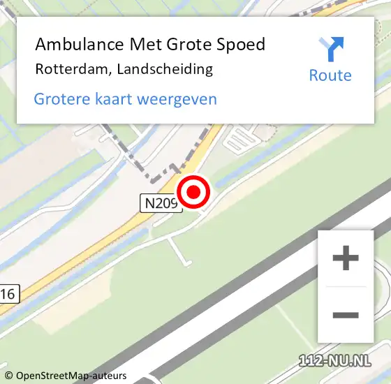 Locatie op kaart van de 112 melding: Ambulance Met Grote Spoed Naar Rotterdam, Landscheiding op 24 mei 2023 07:51