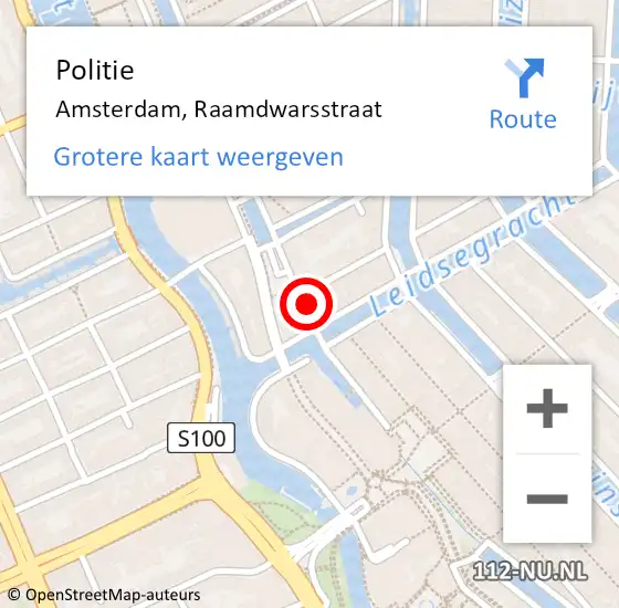 Locatie op kaart van de 112 melding: Politie Amsterdam, Raamdwarsstraat op 24 mei 2023 09:28