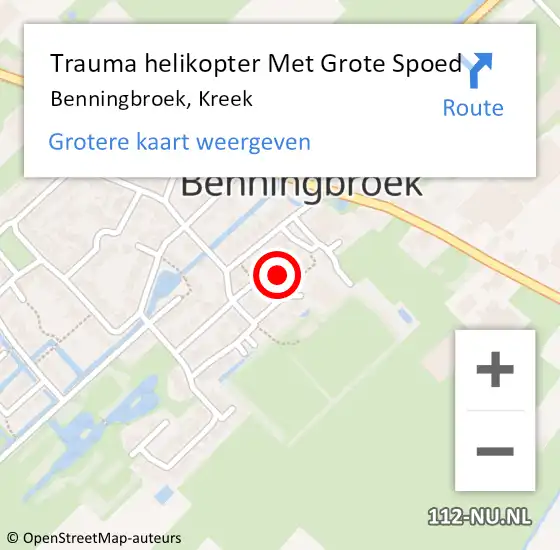 Locatie op kaart van de 112 melding: Trauma helikopter Met Grote Spoed Naar Benningbroek, Kreek op 24 mei 2023 10:20