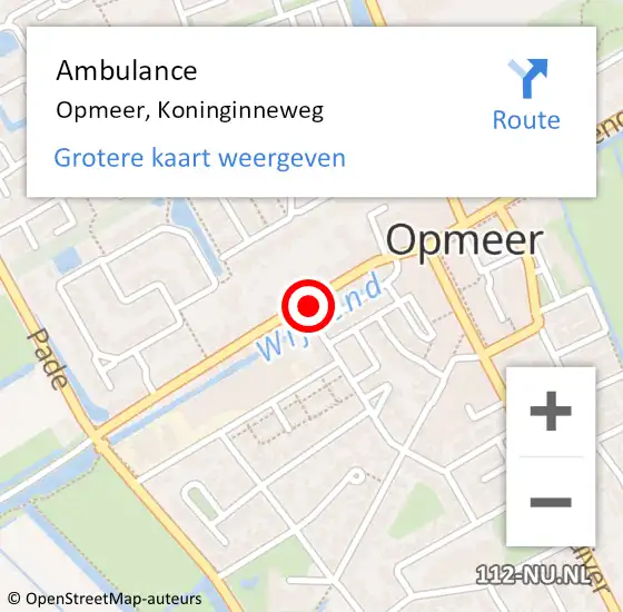 Locatie op kaart van de 112 melding: Ambulance Opmeer, Koninginneweg op 24 mei 2023 11:13