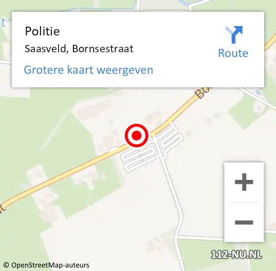 Locatie op kaart van de 112 melding: Politie Saasveld, Bornsestraat op 24 mei 2023 11:38