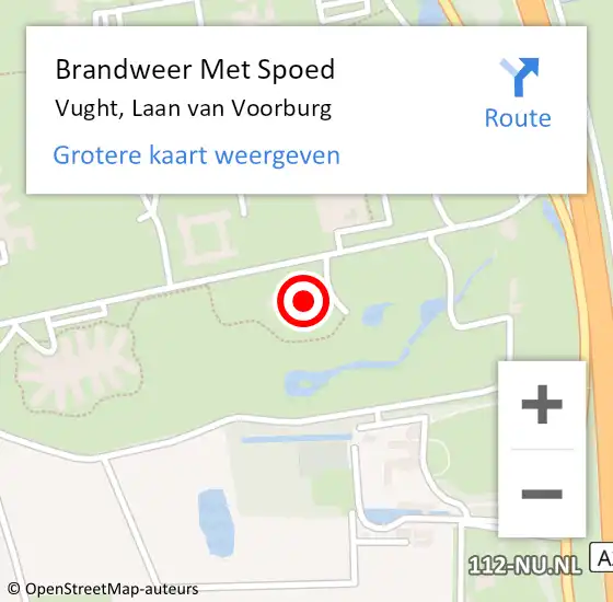 Locatie op kaart van de 112 melding: Brandweer Met Spoed Naar Vught, Laan van Voorburg op 24 mei 2023 12:40