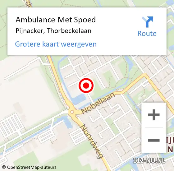 Locatie op kaart van de 112 melding: Ambulance Met Spoed Naar Pijnacker, Thorbeckelaan op 24 mei 2023 12:40