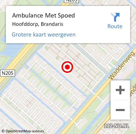 Locatie op kaart van de 112 melding: Ambulance Met Spoed Naar Hoofddorp, Brandaris op 24 mei 2023 12:55