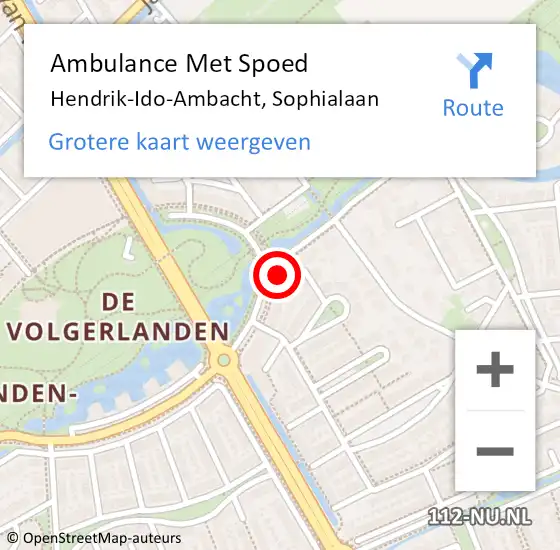 Locatie op kaart van de 112 melding: Ambulance Met Spoed Naar Hendrik-Ido-Ambacht, Sophialaan op 24 mei 2023 13:26