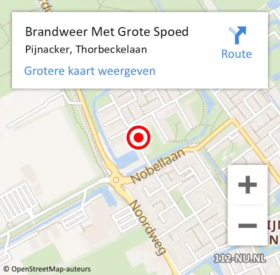 Locatie op kaart van de 112 melding: Brandweer Met Grote Spoed Naar Pijnacker, Thorbeckelaan op 24 mei 2023 13:31