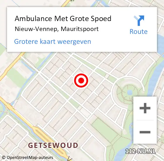 Locatie op kaart van de 112 melding: Ambulance Met Grote Spoed Naar Nieuw-Vennep, Mauritspoort op 24 mei 2023 13:44