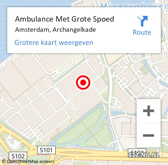 Locatie op kaart van de 112 melding: Ambulance Met Grote Spoed Naar Amsterdam, Archangelkade op 24 mei 2023 14:09