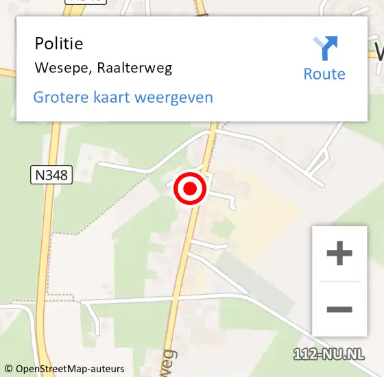Locatie op kaart van de 112 melding: Politie Wesepe, Raalterweg op 24 mei 2023 16:38