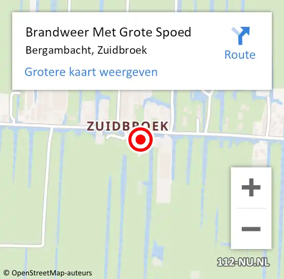 Locatie op kaart van de 112 melding: Brandweer Met Grote Spoed Naar Bergambacht, Zuidbroek op 24 mei 2023 17:06