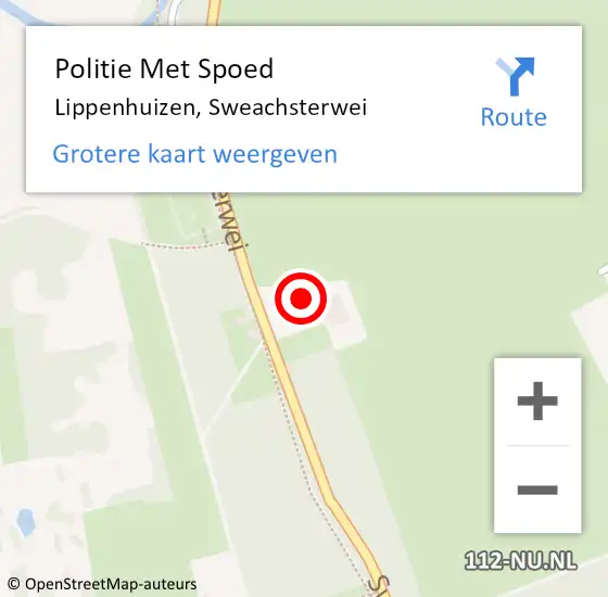 Locatie op kaart van de 112 melding: Politie Met Spoed Naar Lippenhuizen, Sweachsterwei op 24 mei 2023 17:53