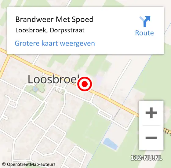 Locatie op kaart van de 112 melding: Brandweer Met Spoed Naar Loosbroek, Dorpsstraat op 24 mei 2023 19:15