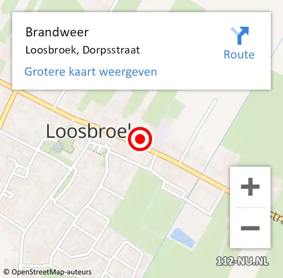 Locatie op kaart van de 112 melding: Brandweer Loosbroek, Dorpsstraat op 24 mei 2023 19:15