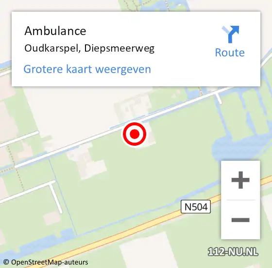 Locatie op kaart van de 112 melding: Ambulance Oudkarspel, Diepsmeerweg op 24 mei 2023 19:46
