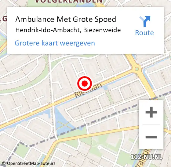 Locatie op kaart van de 112 melding: Ambulance Met Grote Spoed Naar Hendrik-Ido-Ambacht, Biezenweide op 25 mei 2023 06:55