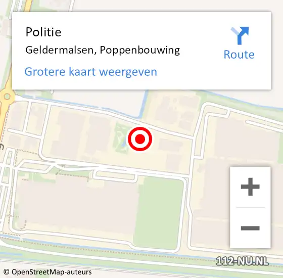 Locatie op kaart van de 112 melding: Politie Geldermalsen, Poppenbouwing op 25 mei 2023 08:08