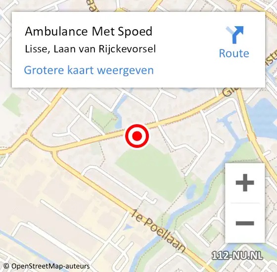 Locatie op kaart van de 112 melding: Ambulance Met Spoed Naar Lisse, Laan van Rijckevorsel op 25 mei 2023 08:19