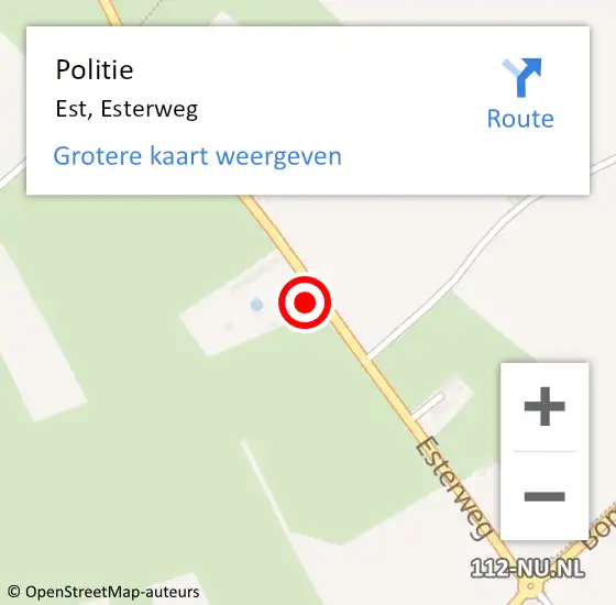 Locatie op kaart van de 112 melding: Politie Est, Esterweg op 25 mei 2023 08:44