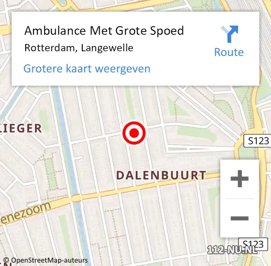 Locatie op kaart van de 112 melding: Ambulance Met Grote Spoed Naar Rotterdam, Langewelle op 25 mei 2023 09:25