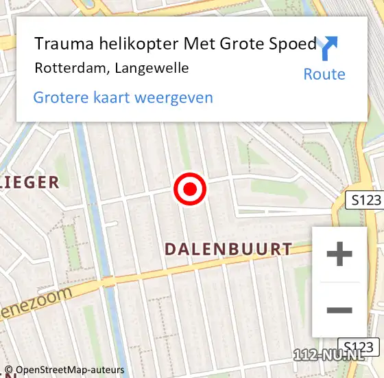 Locatie op kaart van de 112 melding: Trauma helikopter Met Grote Spoed Naar Rotterdam, Langewelle op 25 mei 2023 09:36