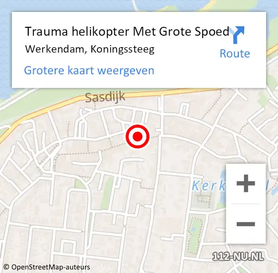 Locatie op kaart van de 112 melding: Trauma helikopter Met Grote Spoed Naar Werkendam, Koningssteeg op 25 mei 2023 10:00