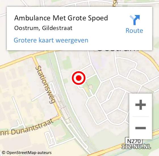 Locatie op kaart van de 112 melding: Ambulance Met Grote Spoed Naar Oostrum, Gildestraat op 25 mei 2023 10:04