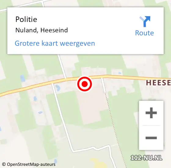 Locatie op kaart van de 112 melding: Politie Nuland, Heeseind op 25 mei 2023 10:28