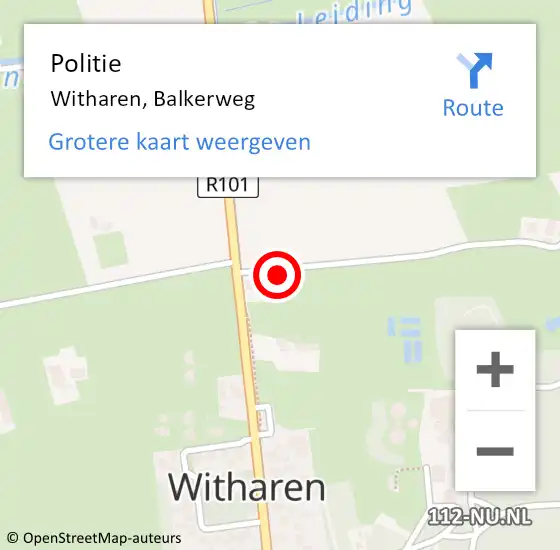 Locatie op kaart van de 112 melding: Politie Witharen, Balkerweg op 25 mei 2023 11:24
