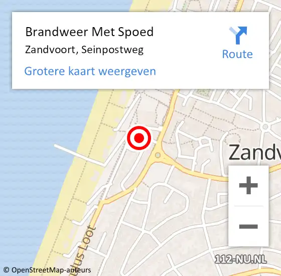 Locatie op kaart van de 112 melding: Brandweer Met Spoed Naar Zandvoort, Seinpostweg op 25 mei 2023 11:45