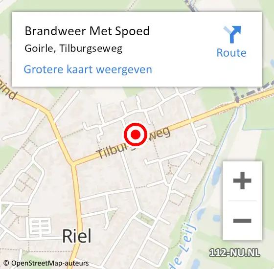 Locatie op kaart van de 112 melding: Brandweer Met Spoed Naar Goirle, Tilburgseweg op 25 mei 2023 14:08