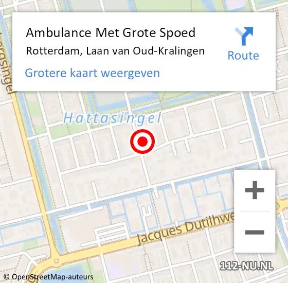 Locatie op kaart van de 112 melding: Ambulance Met Grote Spoed Naar Rotterdam, Laan van Oud-Kralingen op 25 mei 2023 14:15