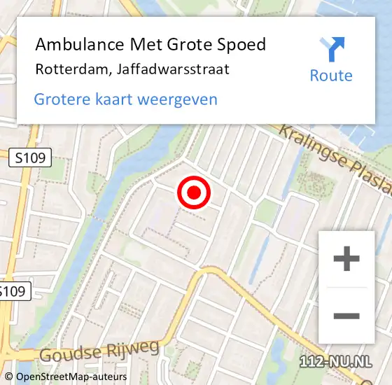 Locatie op kaart van de 112 melding: Ambulance Met Grote Spoed Naar Rotterdam, Jaffadwarsstraat op 25 mei 2023 14:15