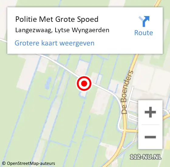 Locatie op kaart van de 112 melding: Politie Met Grote Spoed Naar Langezwaag, Lytse Wyngaerden op 25 mei 2023 15:13