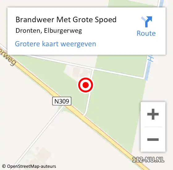 Locatie op kaart van de 112 melding: Brandweer Met Grote Spoed Naar Dronten, Elburgerweg op 25 mei 2023 15:50