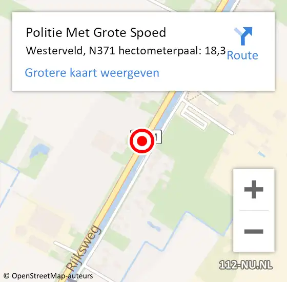 Locatie op kaart van de 112 melding: Politie Met Grote Spoed Naar Westerveld, N371 hectometerpaal: 18,3 op 25 mei 2023 16:18